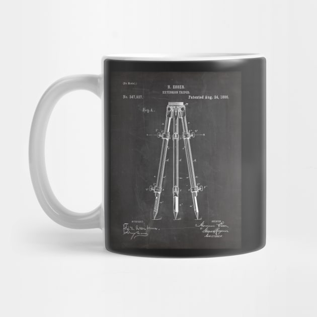 Surveyor Tripod Patent - Land Surveying Geology Geography Art - Black Chalkboard by patentpress